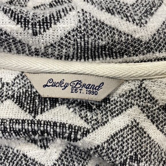 Lucky Brand Gray White Aztec Button Front Collard Long Sleeve Cardigan Medium - Picture 3 of 6